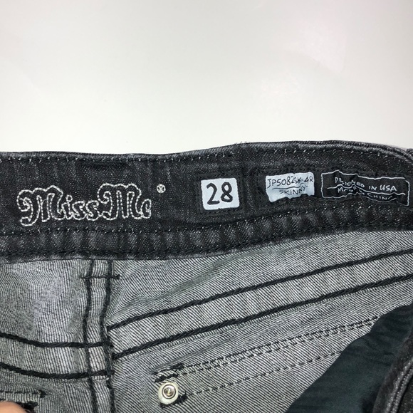 Miss Me Black Wash Bling Angel Wing Skinny Jeans - Picture 7 of 8